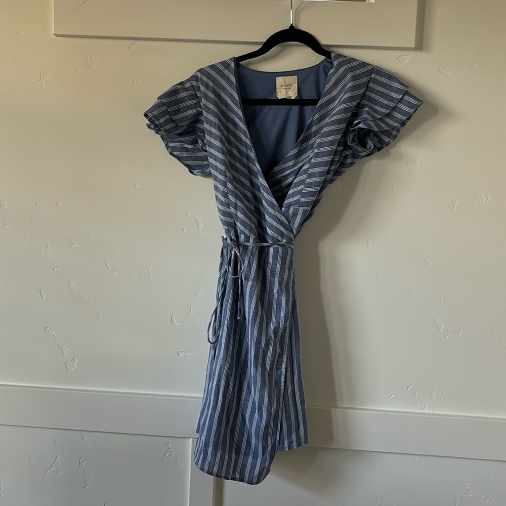 Blue & White stripped wrap dress